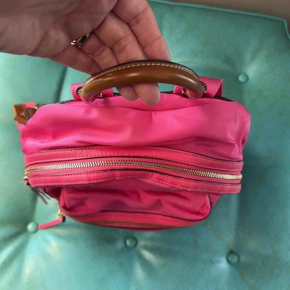 Tory Burch hot pink Barbie pink nylon backpack purse